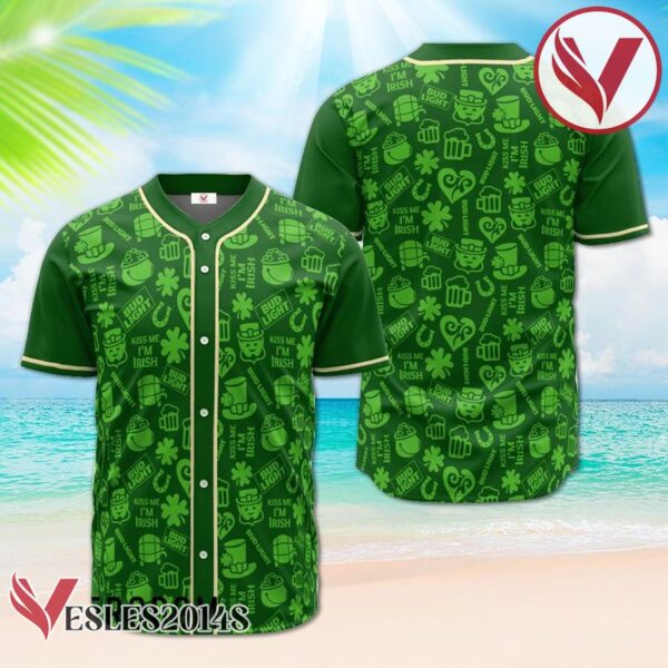 Bud Light St. Patrick's Day Doodle Pattern Baseball Jersey, Perfect Gifts For Fans - Vesles2014S