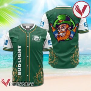 Bud Light St. Patrick's Day Leprechaun Baseball Jersey, Perfect Gifts For Fans - Vesles2014S