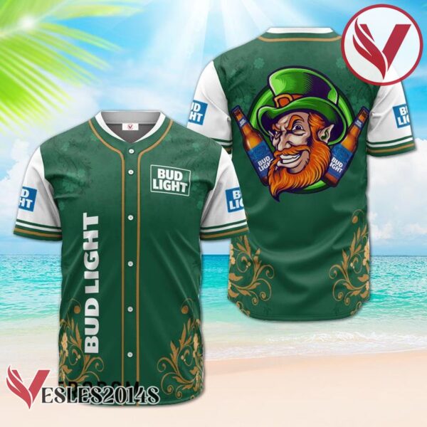 Bud Light St. Patrick's Day Leprechaun Baseball Jersey, Perfect Gifts For Fans - Vesles2014S