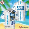 Bud Light White Tropical Flower Hawaiian Shirt, Best Summer Gifts For Fans - Vesles2014S