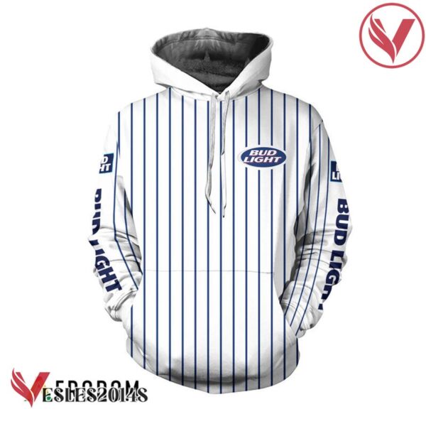 Bud Light White Vertical Striped Hoodie & Zip Hoodie - Vesles2014S 1