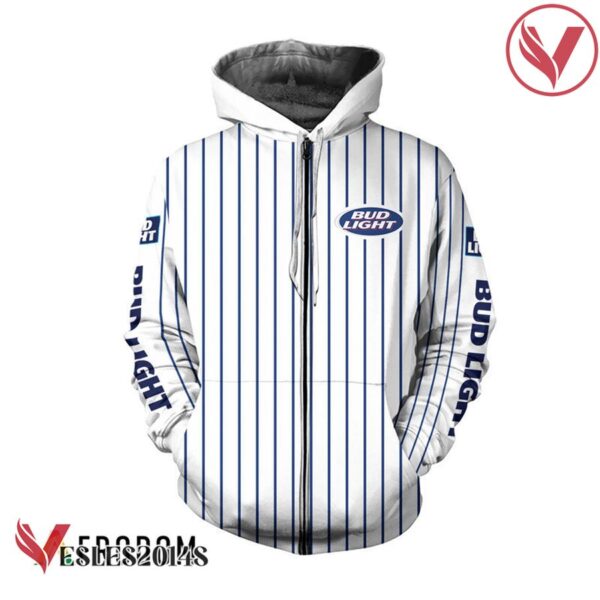 Bud Light White Vertical Striped Hoodie & Zip Hoodie - Vesles2014S 2