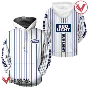 Bud Light White Vertical Striped Hoodie & Zip Hoodie - Vesles2014S