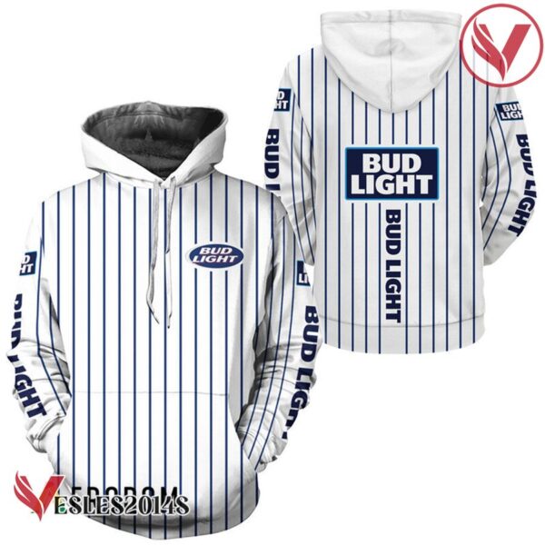 Bud Light White Vertical Striped Hoodie & Zip Hoodie - Vesles2014S