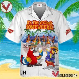 Budweiser Beer Funny Parrot Hawaiian Shirt, Best Summer Gifts For Fans - Vesles2014S