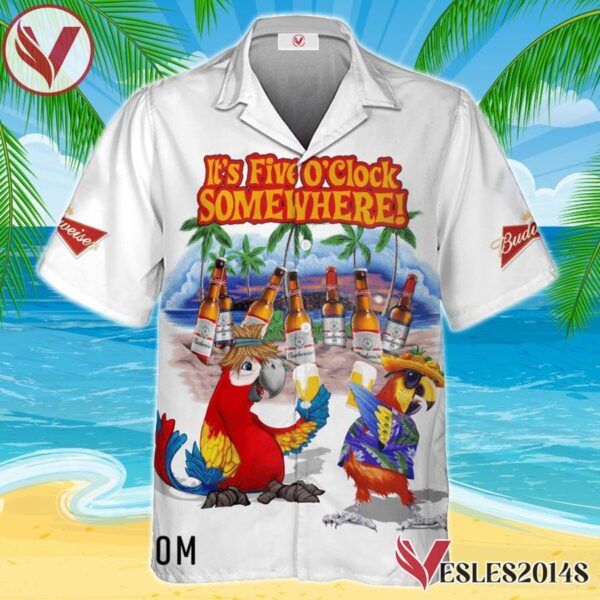 Budweiser Beer Funny Parrot Hawaiian Shirt, Best Summer Gifts For Fans - Vesles2014S