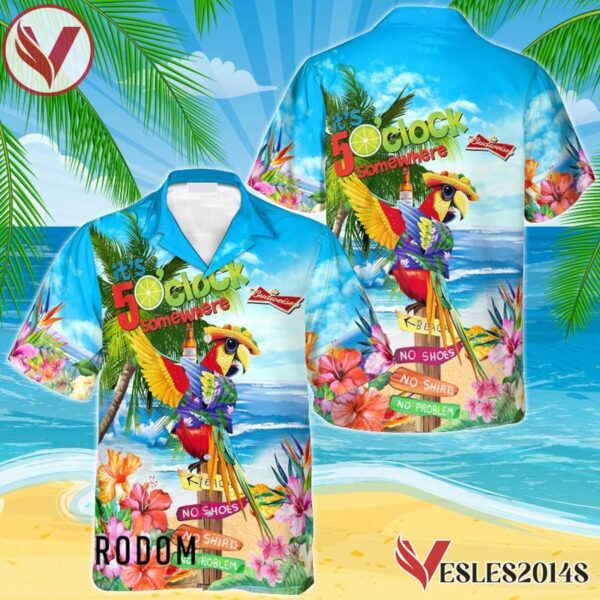Budweiser Beer Parrot Hawaiian Shirt, Best Summer Gifts For Fans - Vesles2014S 1