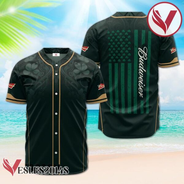 Budweiser Beer St. Patrick's Day American Flag Baseball Jersey, Perfect Gifts For Fans - Vesles2014S
