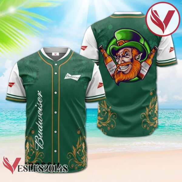 Budweiser Beer St. Patrick's Day Leprechaun Baseball Jersey, Perfect Gifts For Fans - Vesles2014S