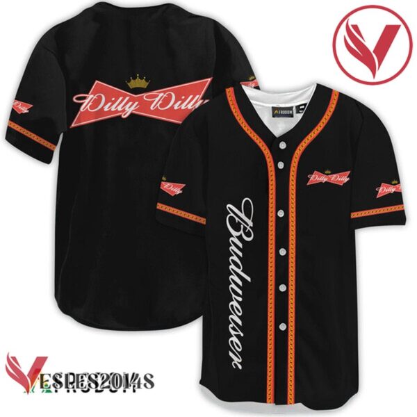 Budweiser Black Dilly Dilly Baseball Jersey, Perfect Gifts For Fans - Vesles2014S