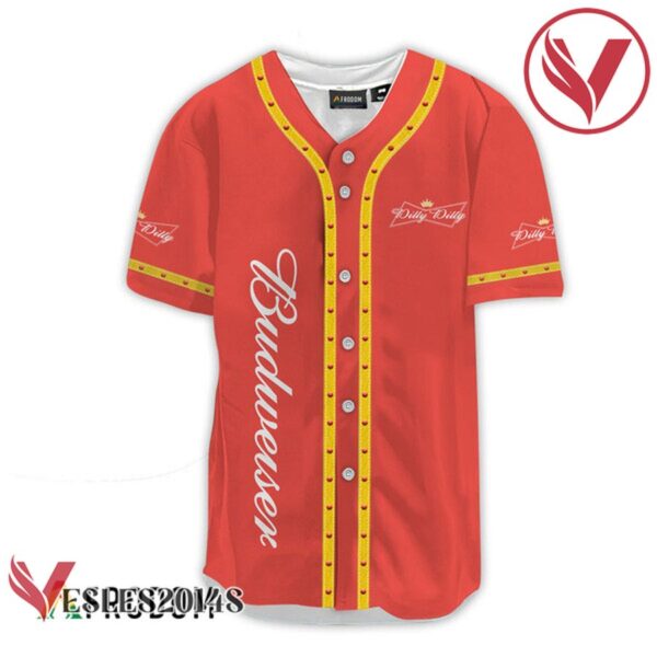 Budweiser Red Dilly Dilly Baseball Jersey, Perfect Gifts For Fans - Vesles2014S 2
