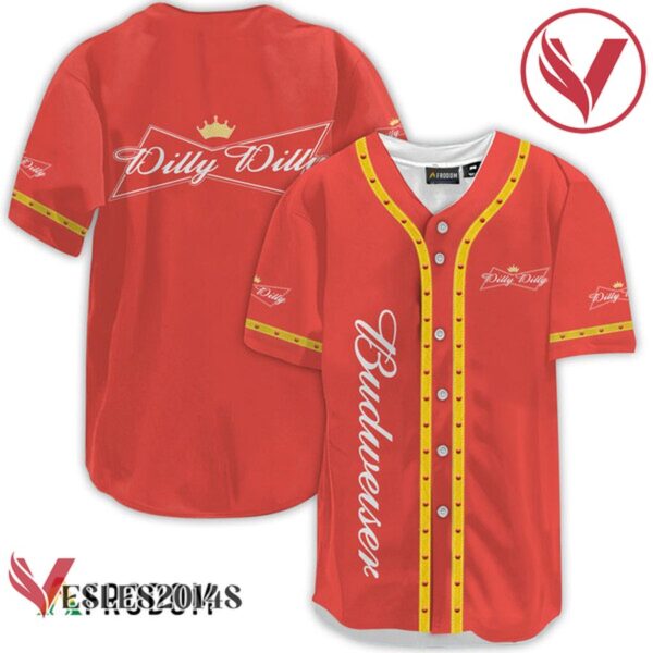 Budweiser Red Dilly Dilly Baseball Jersey, Perfect Gifts For Fans - Vesles2014S
