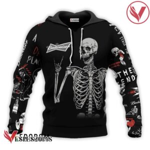 Budweiser Rock And Roll Skeleton Skull Hoodie & Zip Hoodie - Vesles2014S 1