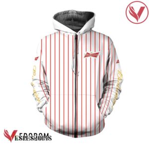 Budweiser White Vertical Striped Hoodie & Zip Hoodie - Vesles2014S 2