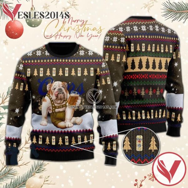 Bulldog Drink Coors Banquet Beer Christmas Ugly Sweater, Unique Winter Outfits For Fans - Vesles2014S  1