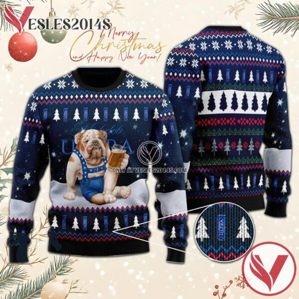 Bulldog Drink Michelob Ultra Beer Ugly Christmas Sweater, Unique Winter Outfits For Fans - Vesles2014S  1