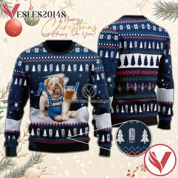Bulldog Drink Natural Light Beer Christmas Ugly Sweater, Unique Winter Outfits For Fans - Vesles2014S  1