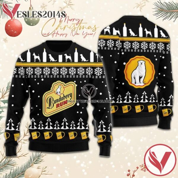 Bundaberg Rum Puppy Snowflake Pattern Christmas Ugly Sweater, Unique Winter Outfits For Fans - Vesles2014S  1