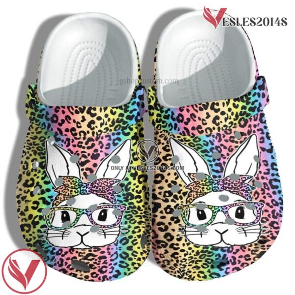 Bunny Easter Day Leopard Rainbow Color Shoes – Happy Easter Day Bunny Cute Shoes Croc Clogs, Unique Gift From  Vesles2014S