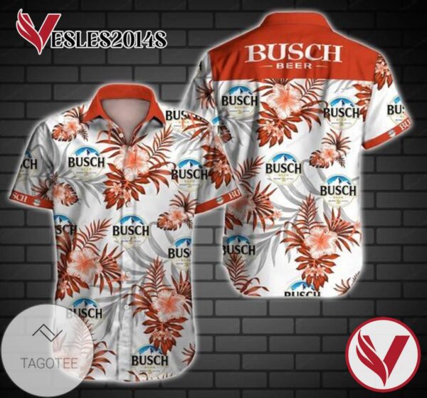 Busch Beer Hawaiian II Graphic Print Short Sleeve Hawaiian Casual Shirt Vesles2014S 1