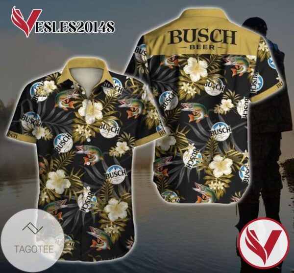 Busch Beer Hawaiian III Graphic Print Short Sleeve Hawaiian Casual Shirt Vesles2014S 1