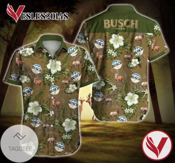 Busch Beer Hawaiian IV Graphic Print Short Sleeve Hawaiian Casual Shirt Vesles2014S 1
