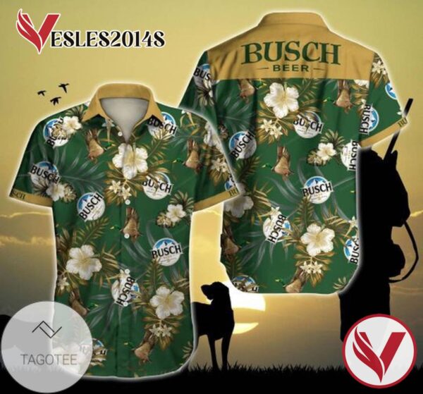 Busch Hunting Mallard Hawaiian Graphic Print Short Sleeve Hawaiian Casual Shirt Vesles2014S
