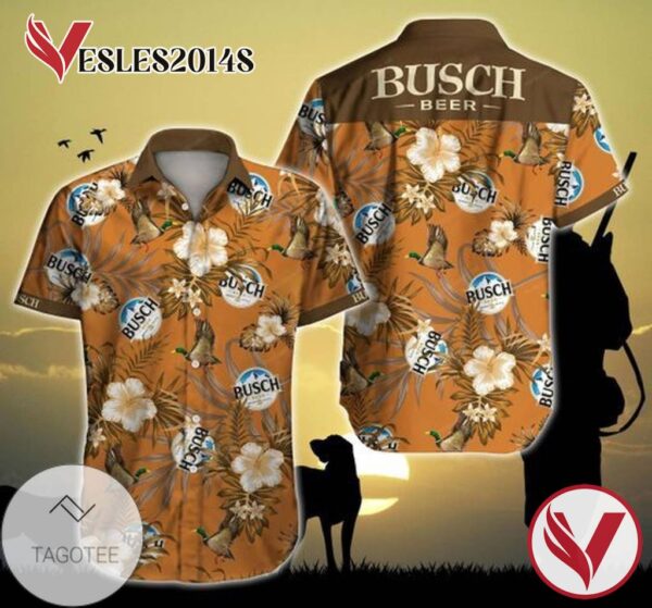 Busch Hunting Mallard Hawaiian II Graphic Print Short Sleeve Hawaiian Casual Shirt Vesles2014S