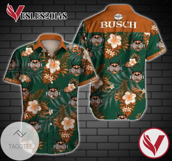 Busch Hunting Mallard Hawaiian VI Graphic Print Short Sleeve Hawaiian Casual Shirt Vesles2014S 1