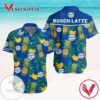 Busch Latte Beer Banana Pineapple Hawaiian Graphic Print Short Sleeve Hawaiian Casual Shirt Vesles2014S