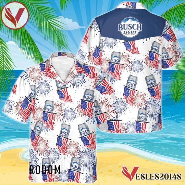 Busch Light American Flag Fireworks Hawaiian Shirt, Best Summer Gifts For Fans - Vesles2014S
