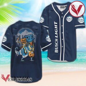 Busch Light Blue Halloween Dinosaur Baseball Jersey, Perfect Gifts For Fans - Vesles2014S