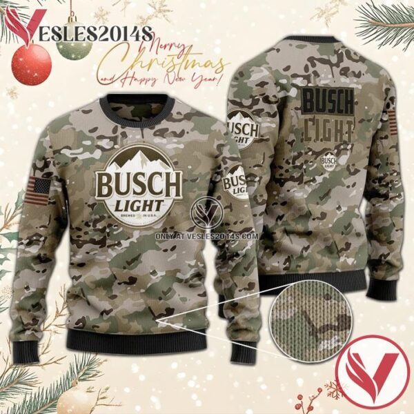 Busch Light Camo Ugly Christmas Sweater, Unique Winter Outfits For Fans - Vesles2014S  1