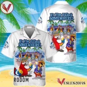 Busch Light Funny Parrot Hawaiian Shirt, Best Summer Gifts For Fans - Vesles2014S 1