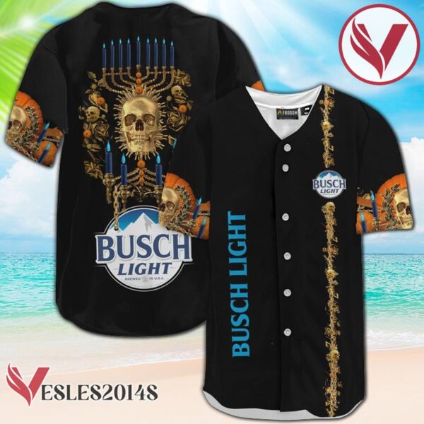 Busch Light Golden Skull And Pumpkin Baseball Jersey, Perfect Gifts For Fans - Vesles2014S