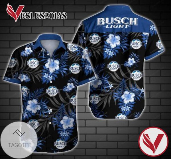Busch Light Hawaiian Graphic Print Short Sleeve Hawaiian Casual Shirt Vesles2014S