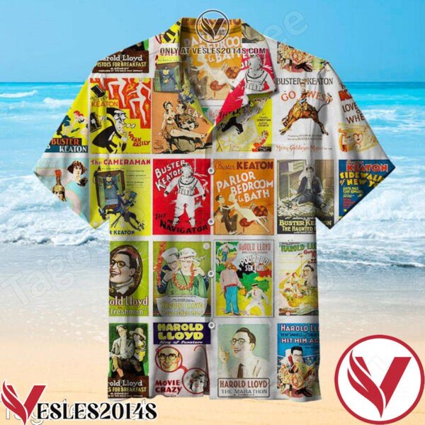 Buster Keaton & Harold Lloyd Vintage Silent Film Movie Hawaiian Shirt, Unique Gifts For Friends - Vesles2014S 1