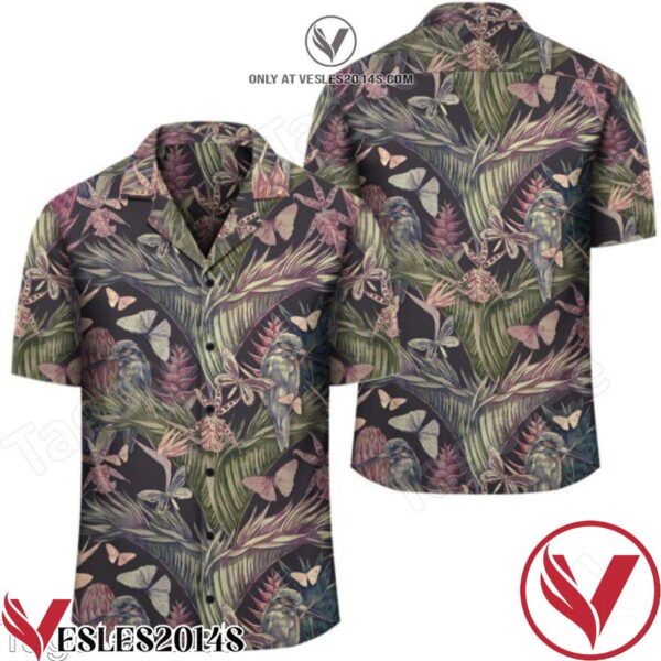 Butterfly Palm Leaves Tropical Flowers Hawaiian Shirt, Unique Gifts For Friends - Vesles2014S 1