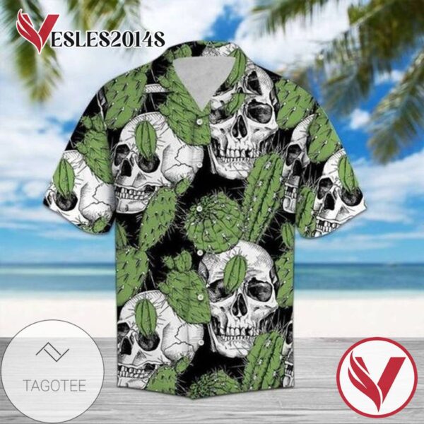 Cactus With Skull For men And Women Graphic Print Short Sleeve Hawaiian Casual Shirt Vesles2014S 1