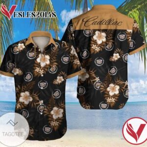 Cadillac Hawaii Graphic Print Short Sleeve Hawaiian Casual Shirt Vesles2014S