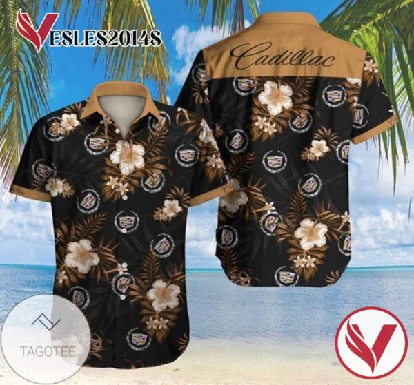 Cadillac Hawaii Graphic Print Short Sleeve Hawaiian Casual Shirt Vesles2014S