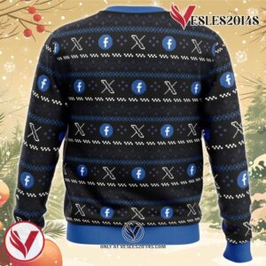 Cage Fighter Elun Mask vs.Mark Zuckerberg Funny Pop Culture Ugly Christmas Sweater, Unique Christmas Gift For Fans - Vesles2014S 1