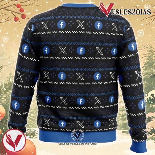 Cage Fighter Elun Mask vs.Mark Zuckerberg Funny Pop Culture Ugly Christmas Sweater, Unique Christmas Gift For Fans - Vesles2014S 1