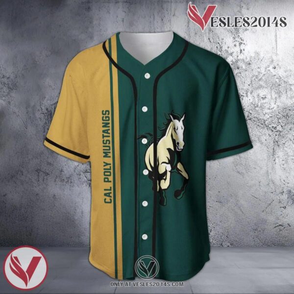Cal Poly Mustangs Baseball Jersey Half Style NCAA, Unique Gifts For Fans - Vesles2014s