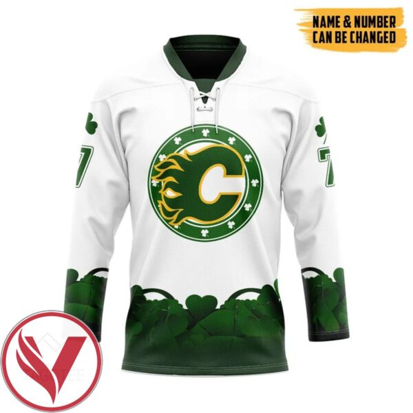 Calgary Flames 2022 St Patrick Day Custom Name Custom Number Hockey Jersey, Trending Gifts For Fans - Vesles2014s 1