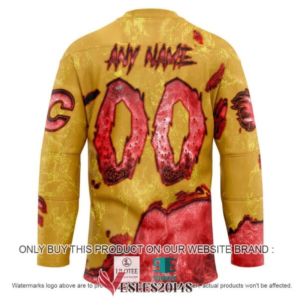 Calgary Flames Blood Personalized Hockey Jersey Shirt, Trending Gifts For Fans - Vesles2014s 1
