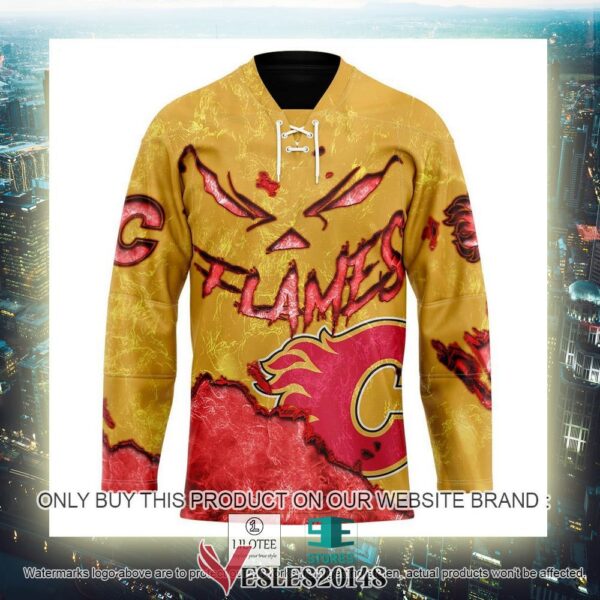 Calgary Flames Blood Personalized Hockey Jersey Shirt, Trending Gifts For Fans - Vesles2014s 2