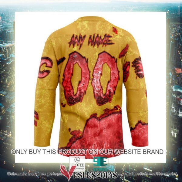 Calgary Flames Blood Personalized Hockey Jersey Shirt, Trending Gifts For Fans - Vesles2014s 3