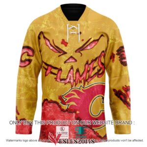 Calgary Flames Blood Personalized Hockey Jersey Shirt, Trending Gifts For Fans - Vesles2014s