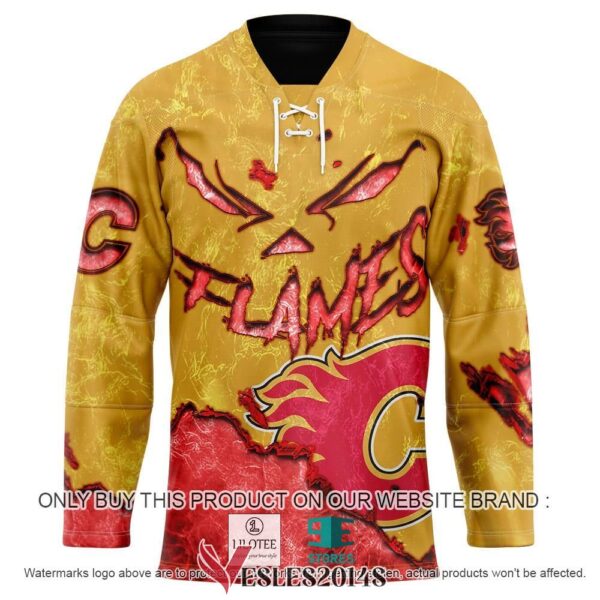 Calgary Flames Blood Personalized Hockey Jersey Shirt, Trending Gifts For Fans - Vesles2014s